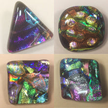 Load image into Gallery viewer, Dichroic glass cabachon- button-designer- vintage
