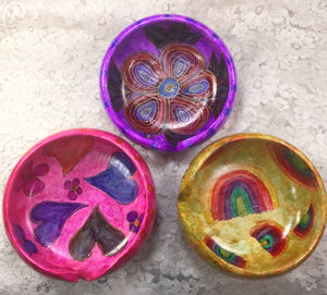 Rainbow Handpainted Yarn Bowls 5.75” wide x 2.75” high