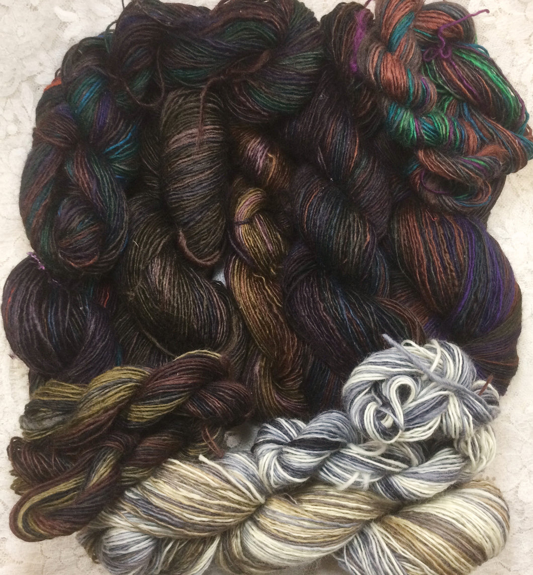 Blue Faced Leicester sport wt 1 lb, 8 oz bag assorted skeins approx 2400 yds