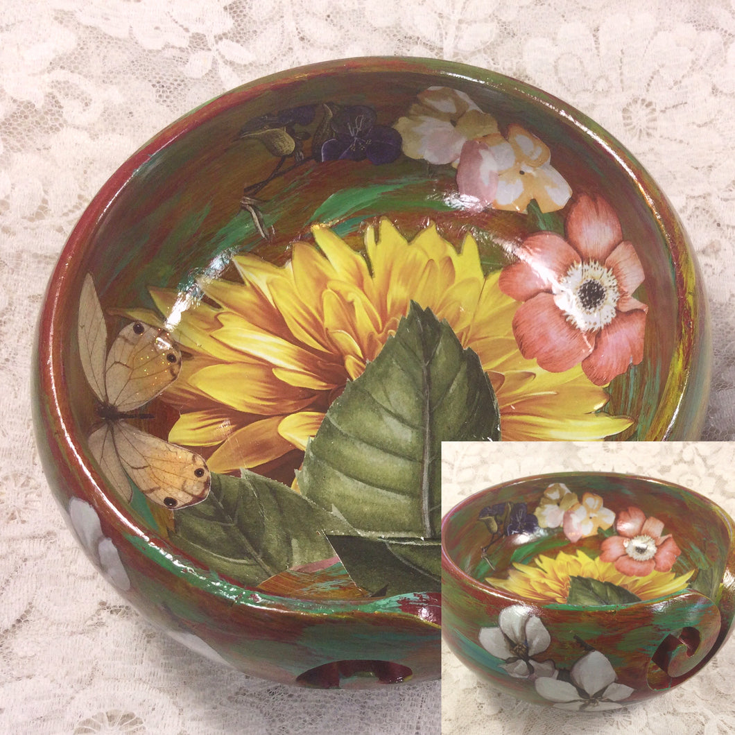 Floral Handpainted Yarn Bowls 5.75” wide x 2.75” high