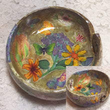 Load image into Gallery viewer, Painted Yarn Bowls 5.75” wide x 2.75” high Butterflies-Flowers-Grapes
