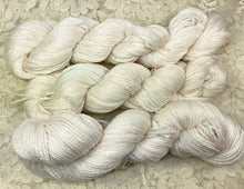 Load image into Gallery viewer, Silk Merino Fingering wt Yarn- 327 yards or 164 yds- Color white
