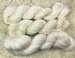 Silk Merino Fingering wt Yarn- 327 yards or 164 yds- Color white