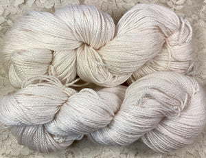 Silk Merino Fingering wt Yarn- 327 yards or 164 yds- Color white