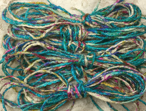 Sari Silk Ribbon Cord 5 yds Color Watercolors recycled yarn