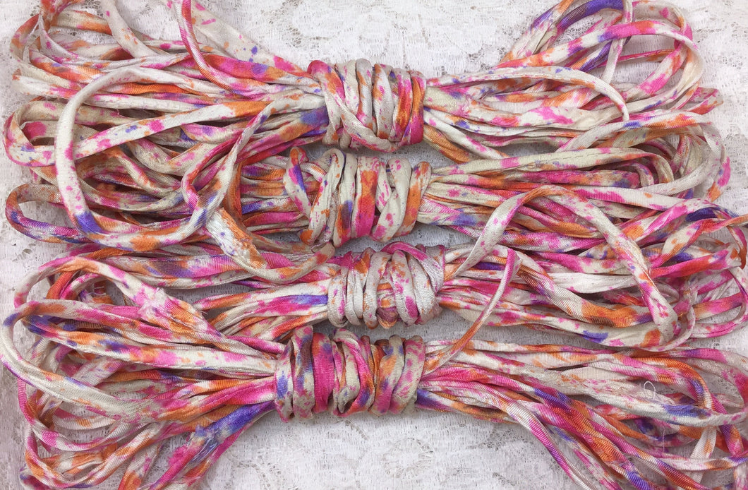 Sari Silk Ribbon Cord 5 yds Color Peaches