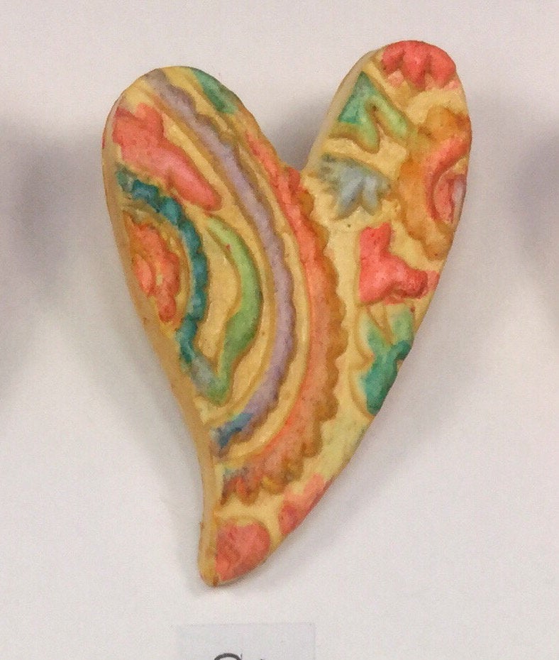 Happy Heart pin polymer clay by Great Adirondack