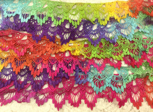Venise lace 2.25" wide sold by the yard Hand Dyed Color Confetti
