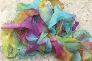 3/4” Silk Ribbon 5 yds Toucan-Tropicana Hand Dyed Colors