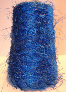 Eyelash Coned Yarn Metallic Royal Blue 1850 Yards lb-SALE