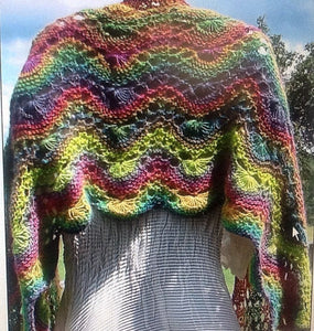 Fans and Eyelet Shawl or Wrap Knitting Pattern